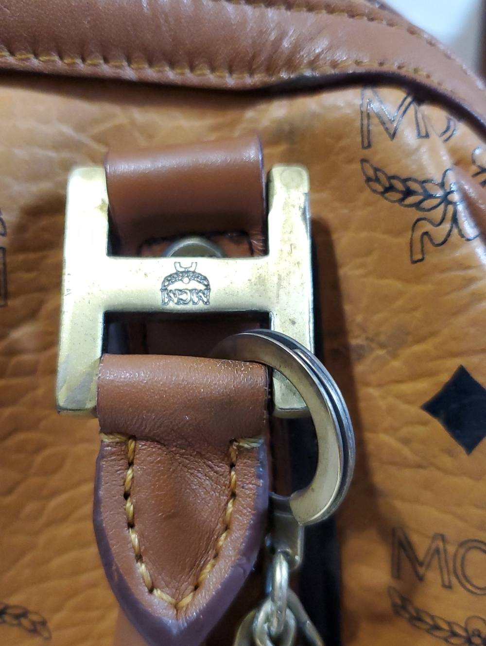 MCM Cognac Visetos Satchel Bag - Picture 9 of 11